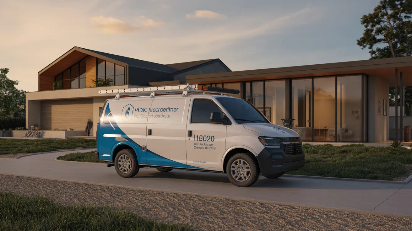 HVAC service van at residential home - Scott Heating & Cooling digital marketing case study with increased service calls